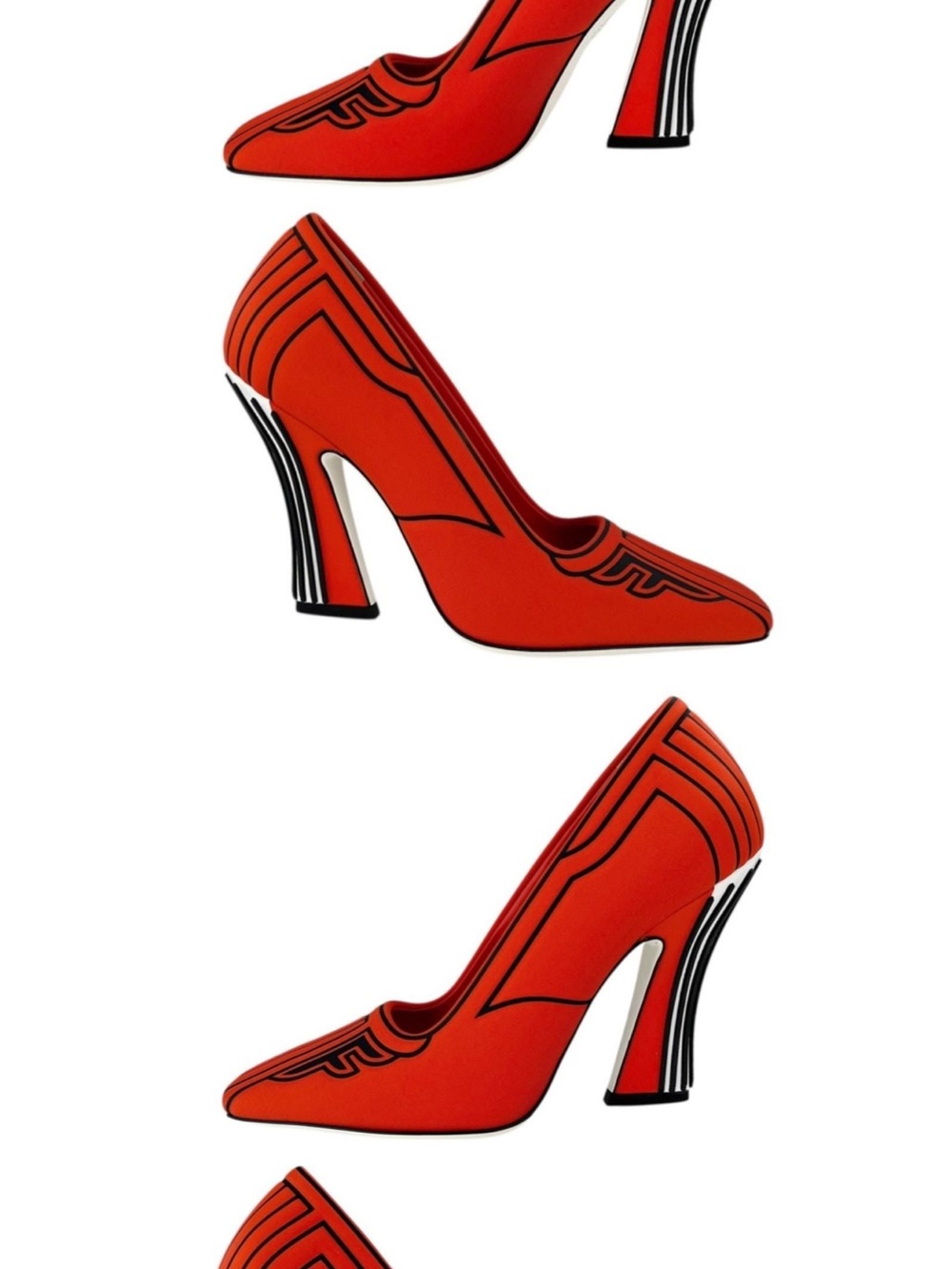 Fendi Red Sculpted Heel Pumps with Black Trim